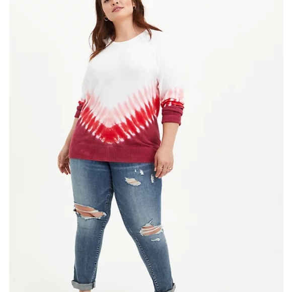 NWT Torrid White RED Tie Dye Sweater Sz - Picture 4 of 6